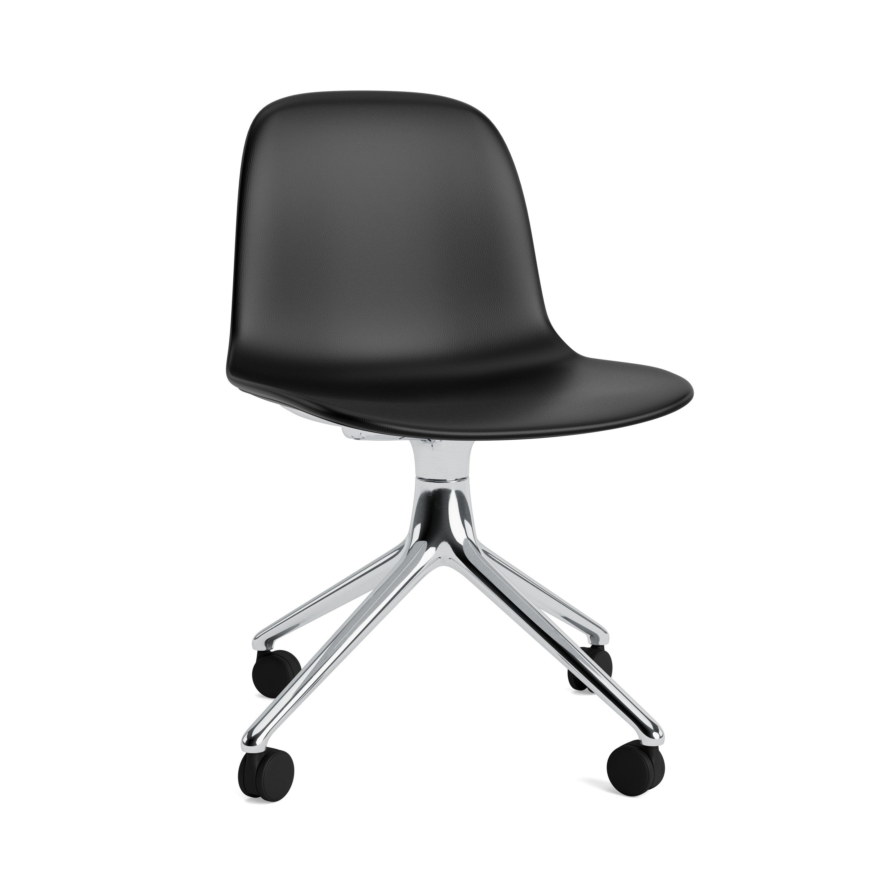 4W Upholstered Office Chair with an aluminum base on wheels