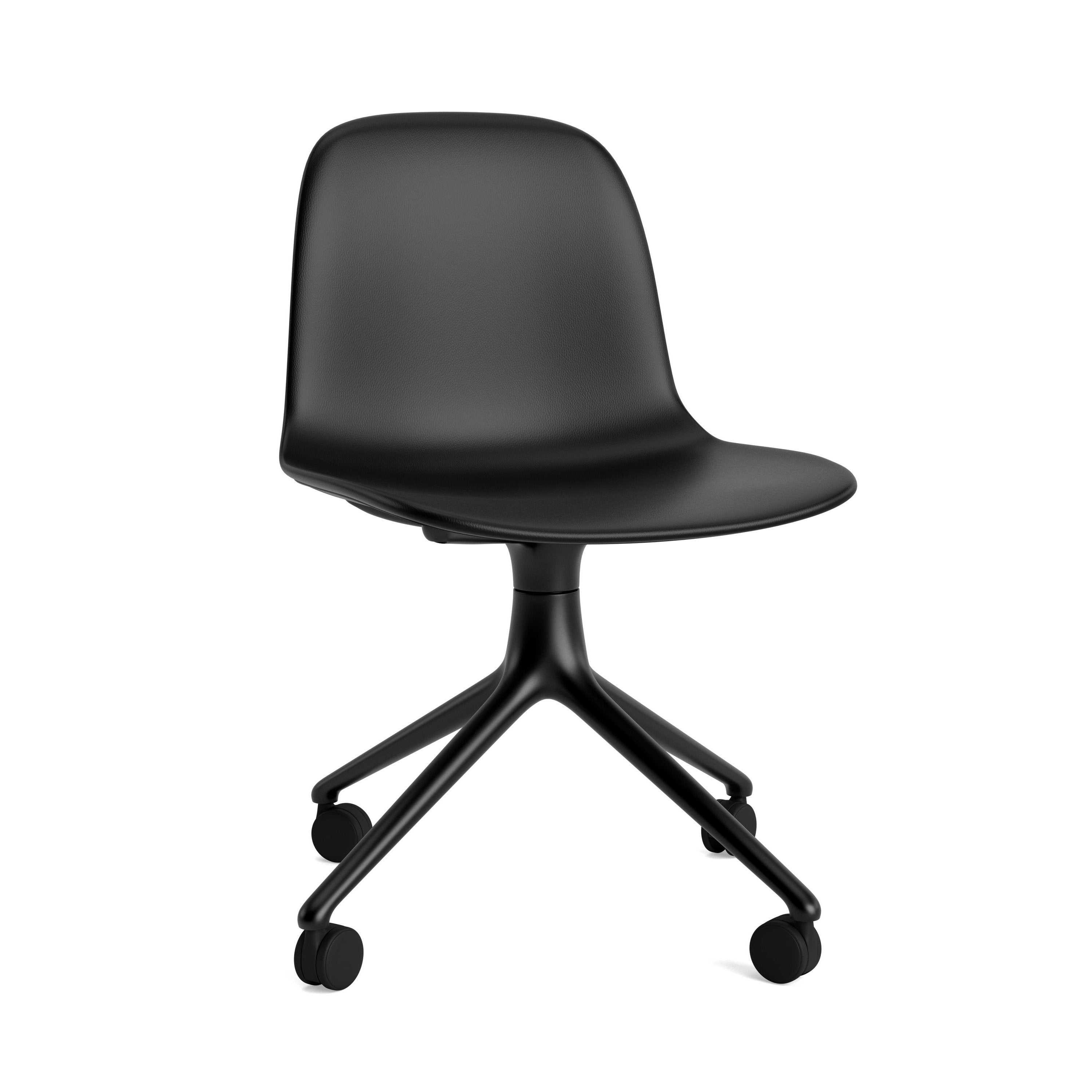 4W Upholstered office chair with a black base on wheels