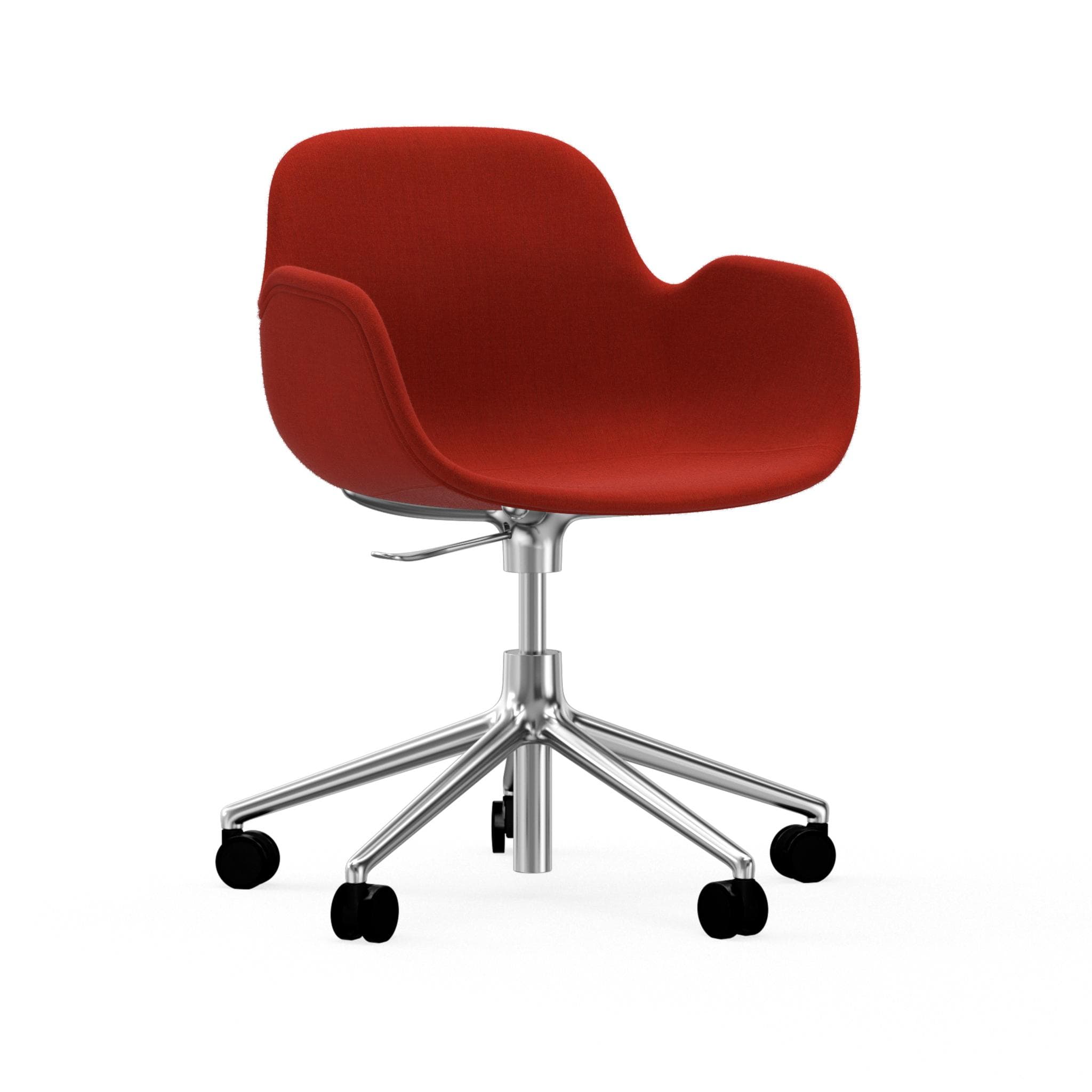 Office chair with armrests with adjustable 5W forms upholstered with an aluminum base
