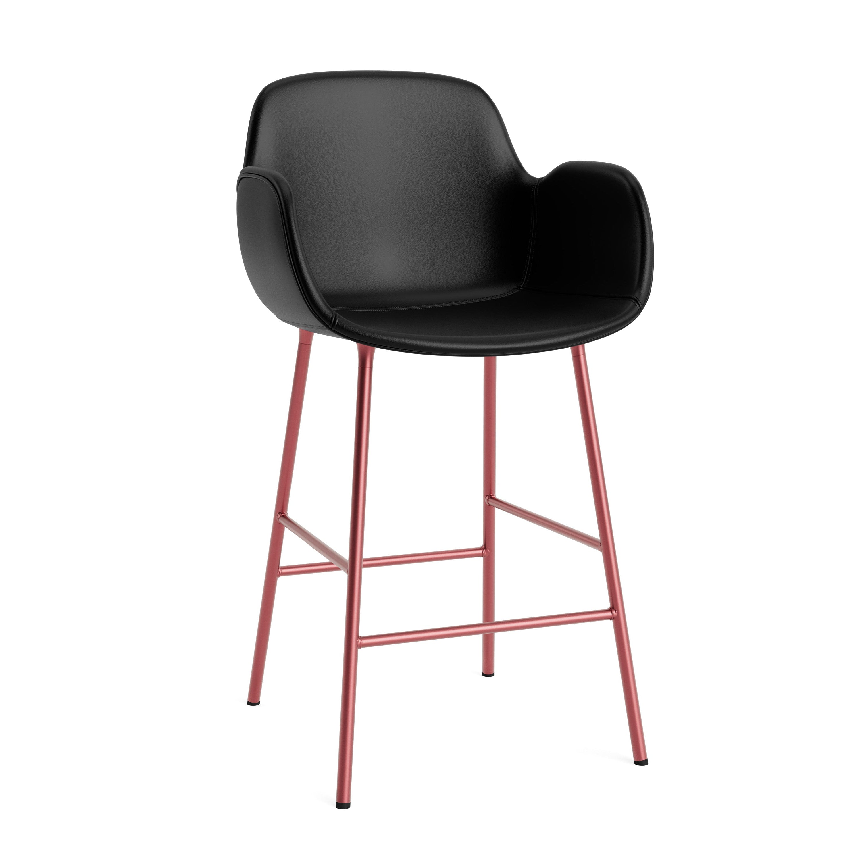 Bar chair upholstered with armrests of forms with a burgundy base