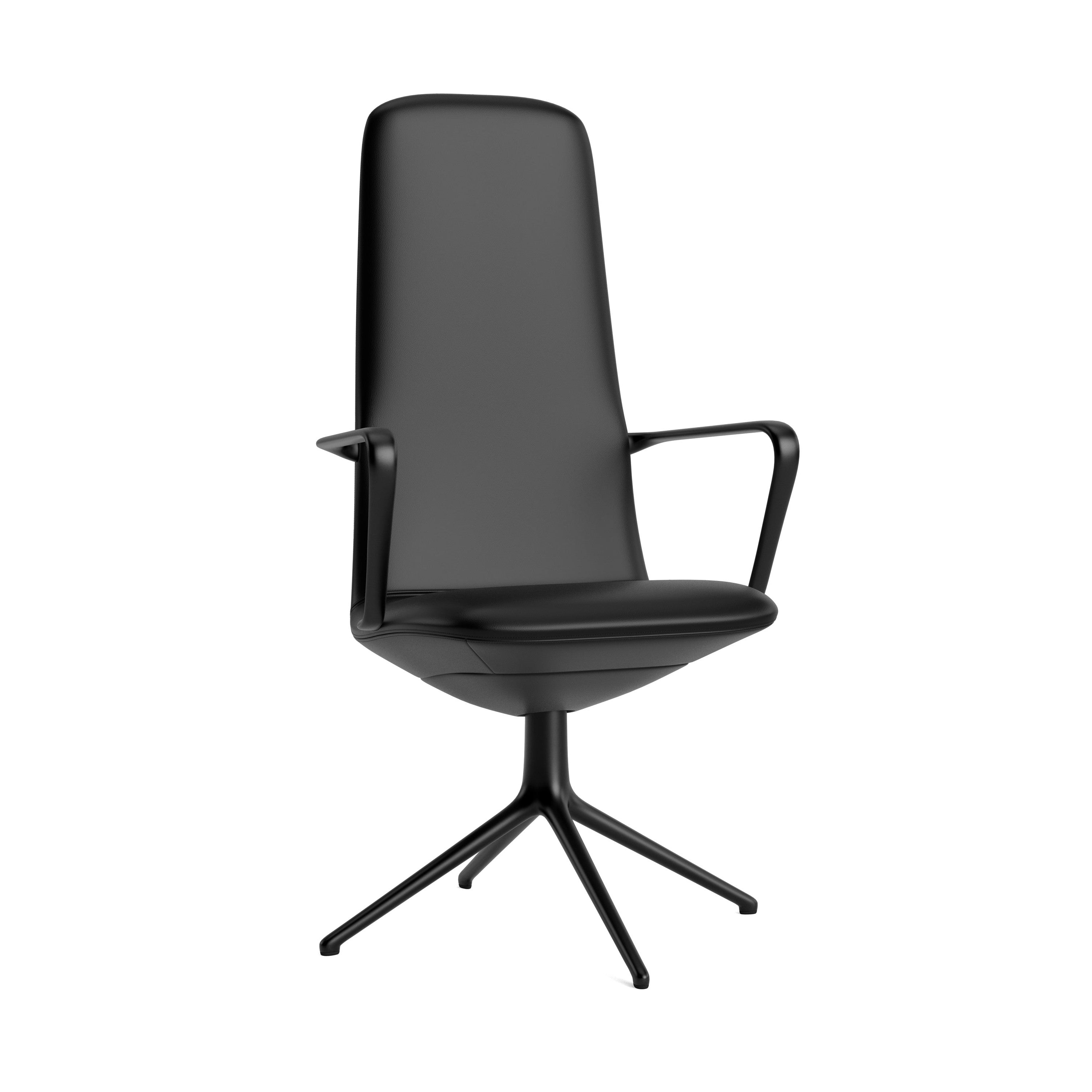 Upholstered office chair with off High 4L armrests with a black base