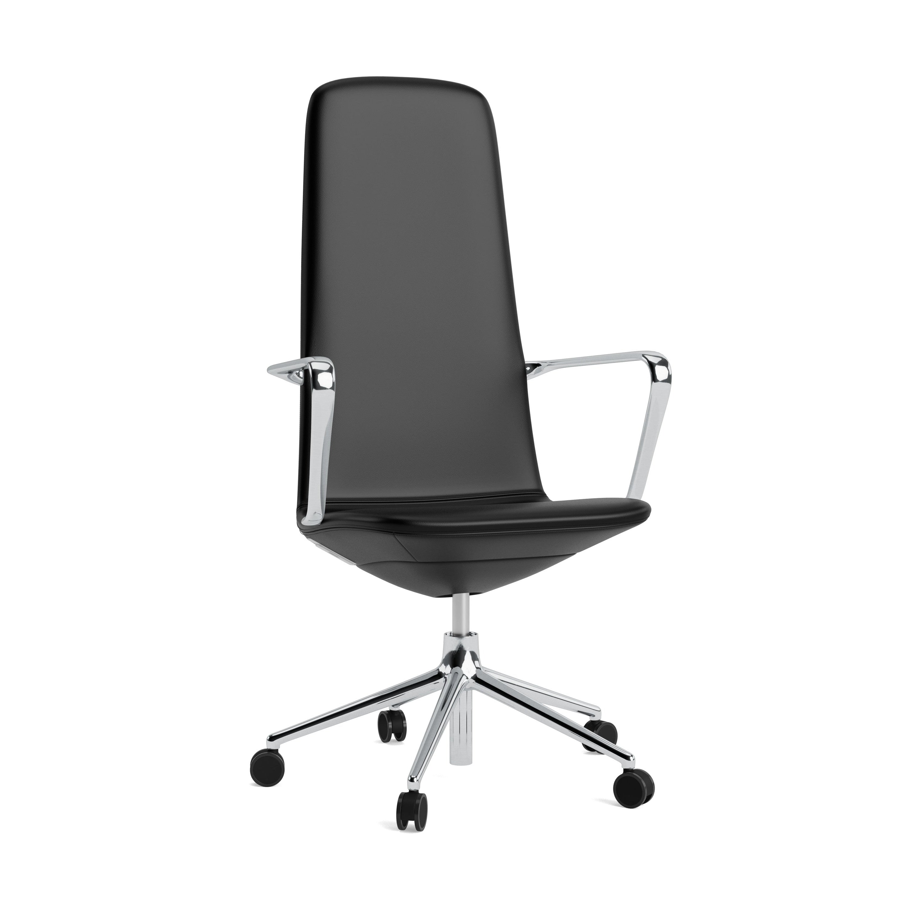 Upholstered office chair with off High 5W armrests with an aluminum base
