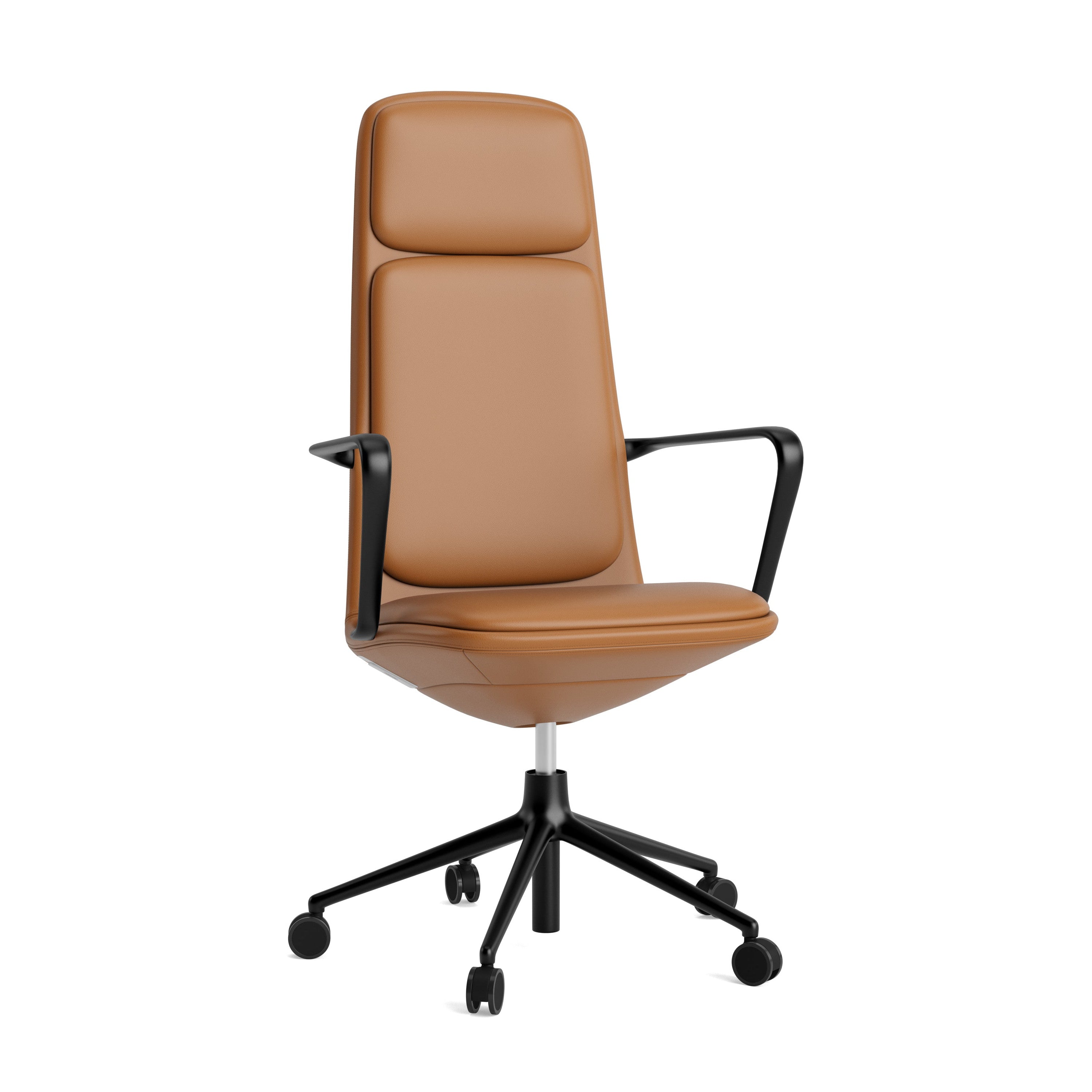 Upholstered office chair with off High 5W armrests with a black base