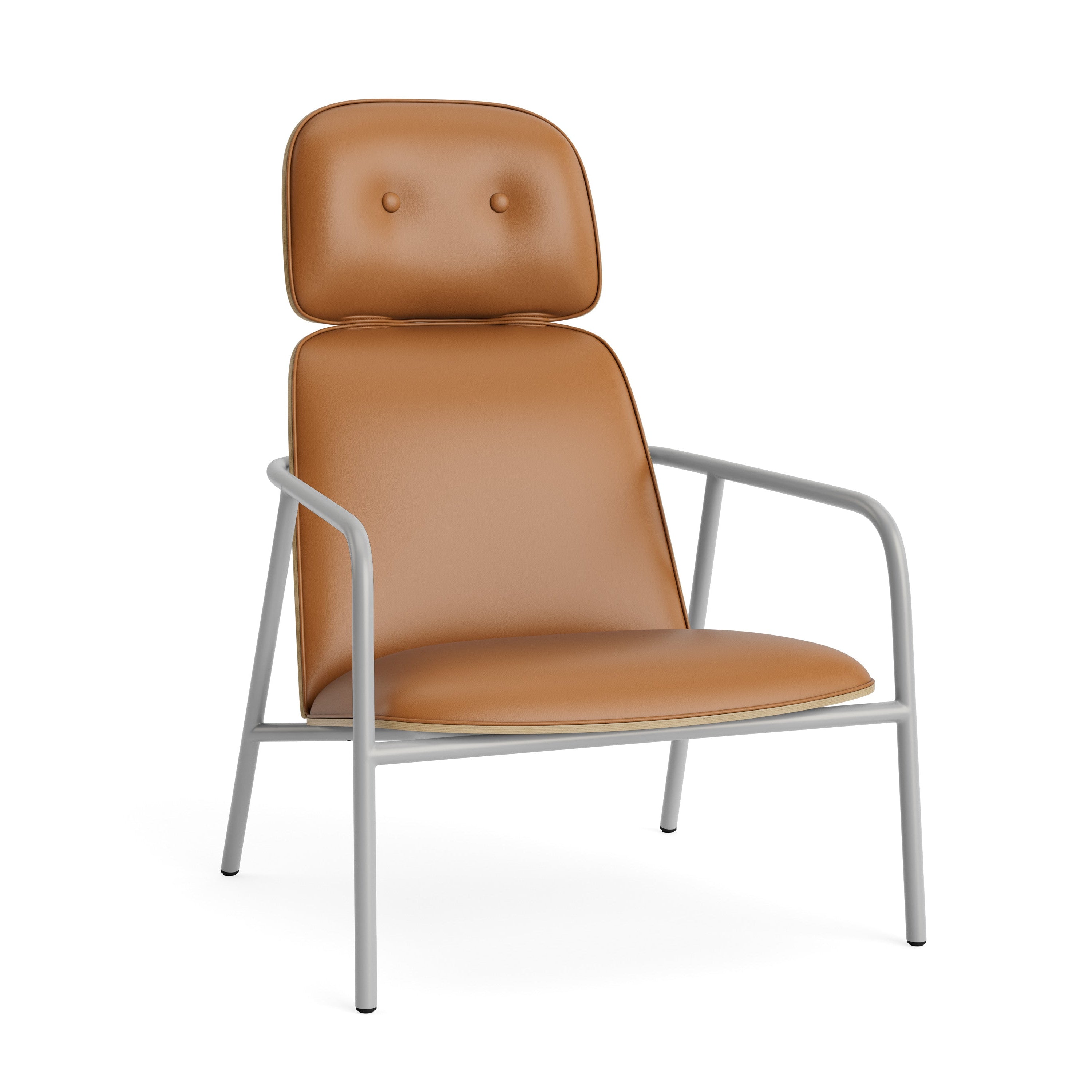 Pad -Sessel High Eiche -Furnier mit einer grauen Basis