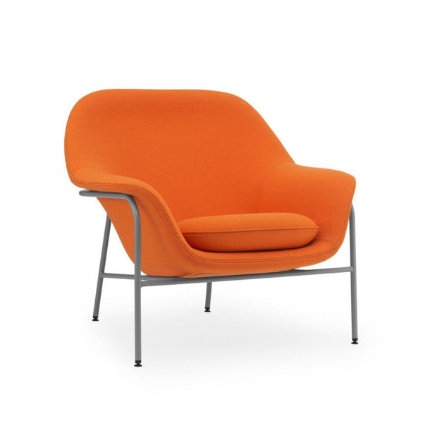 Drape Low armchair with a gray metal base