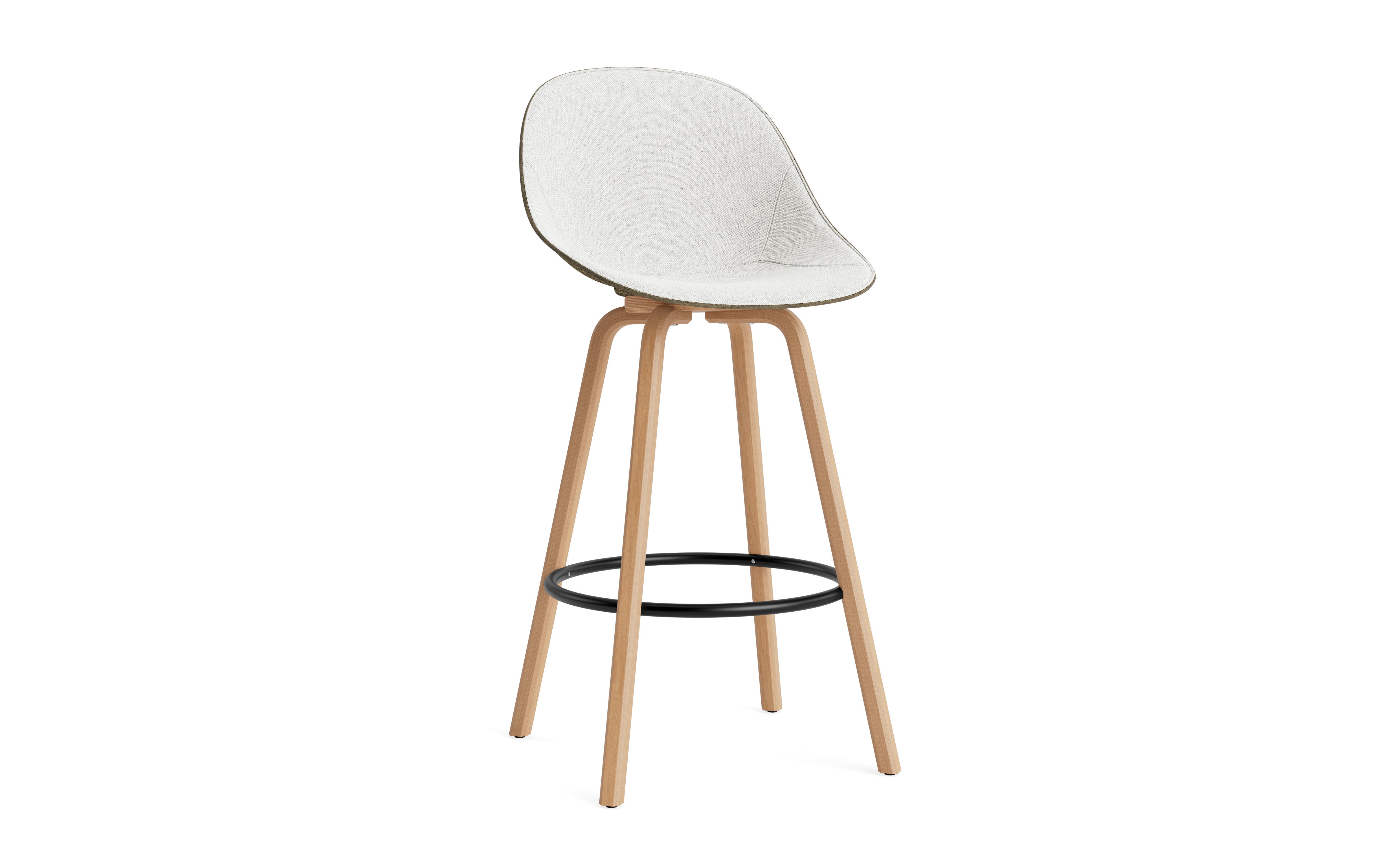 Bar chair with backwards upholstered green mats with beech plywood