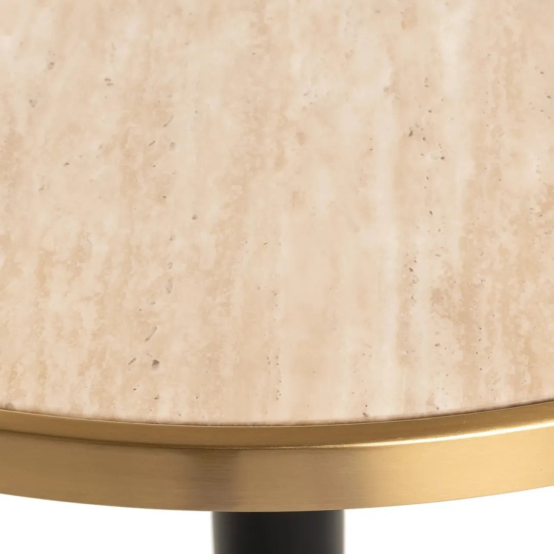 Runder Tisch BRAZZA beige mit schwarzem Fuß