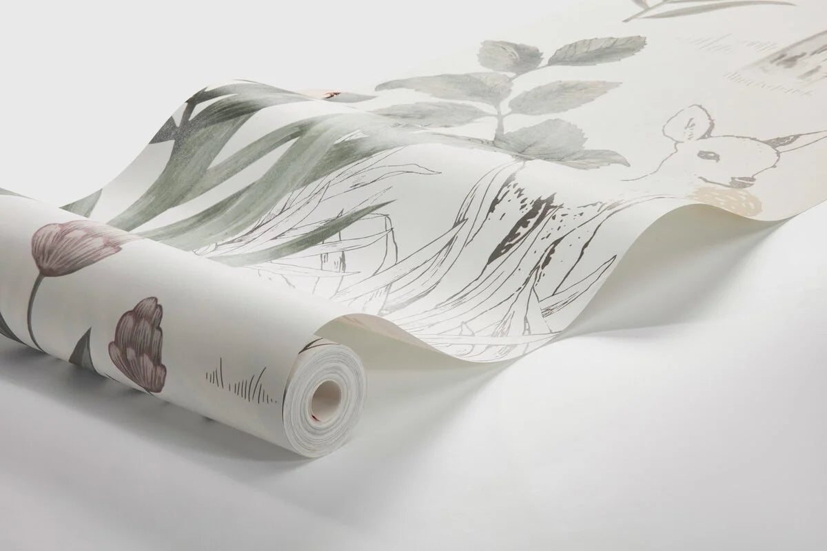 Wandbild für Kinder mit Landschaft des Waldes MAGIC FOREST warmes Weiß