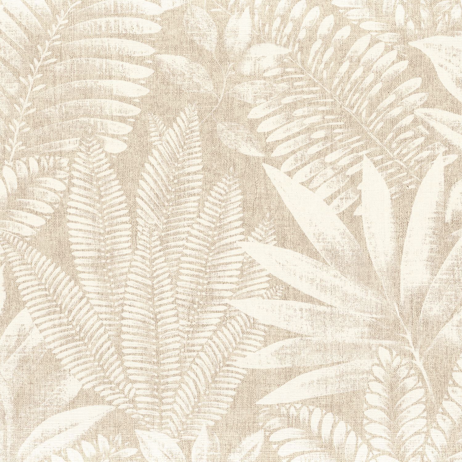 Textured wallpaper imitating canvas with a botanical motif ALOES - IVORY/BEIGE ivory with beige