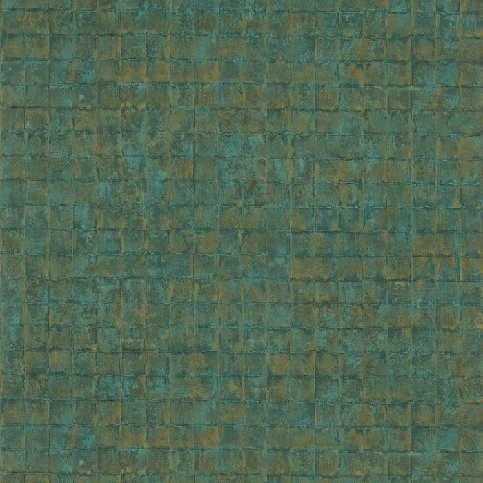 Structural wallpaper resembling tiles FAENZA - EMERAUDE emerald