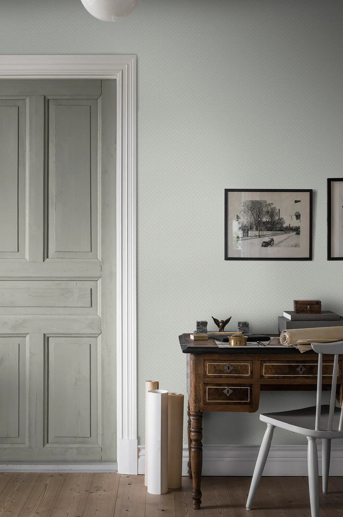 Geometrische Tapete mit Blumenmotiv DAISY grün