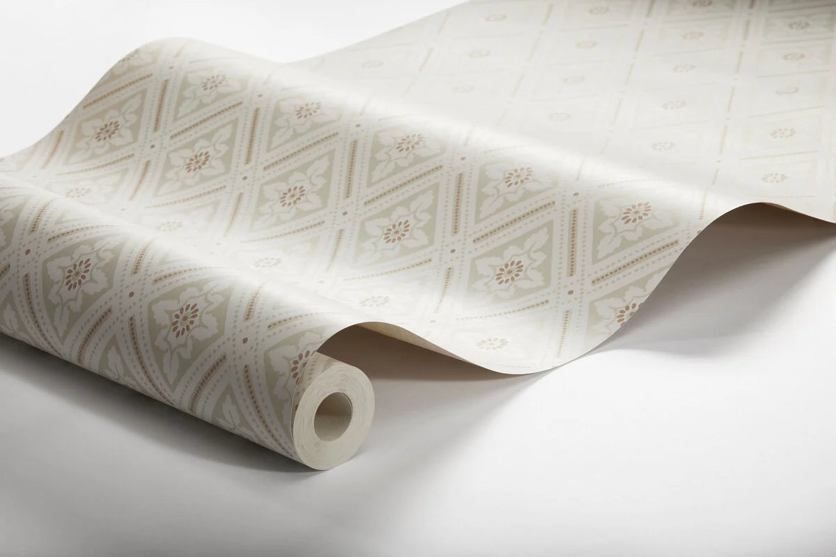 Vlies-Tapete mit geometrischem Muster ESTER beige mit Gold