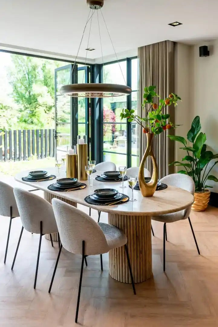 Tisch LA CANTERA braun mit Travertin