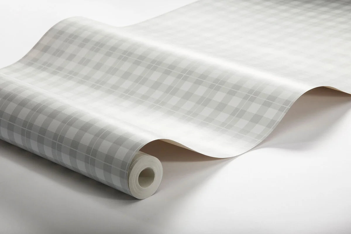 Tapete mit geometrischem Karomuster FRIDA grau mit weiß