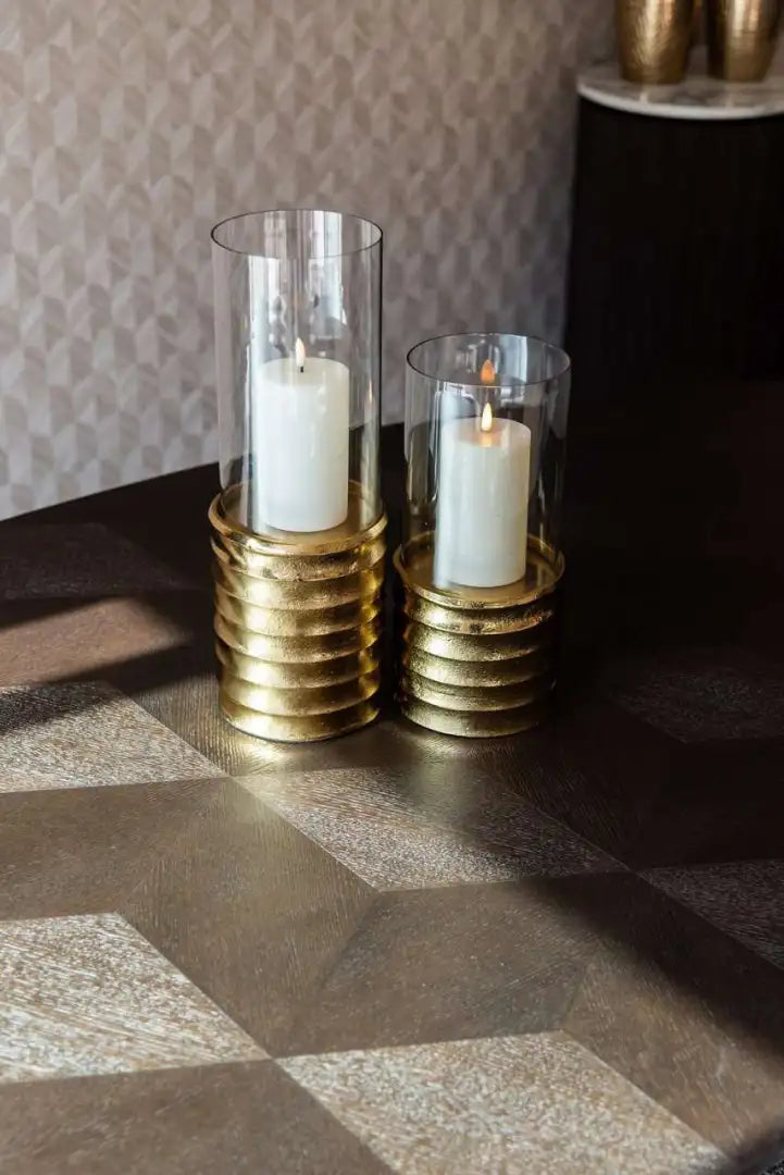 Ovaler Tisch LUXOR braun mit goldenem Fuß