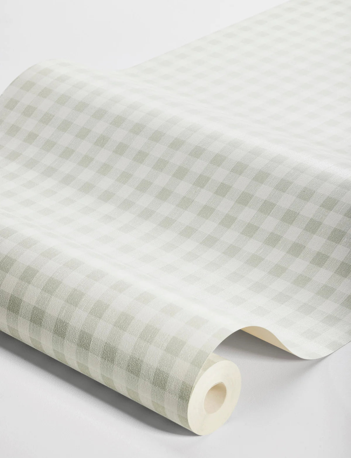 Structural wallpaper imitating linen in a checkered pattern PICNIC CHECK green with white