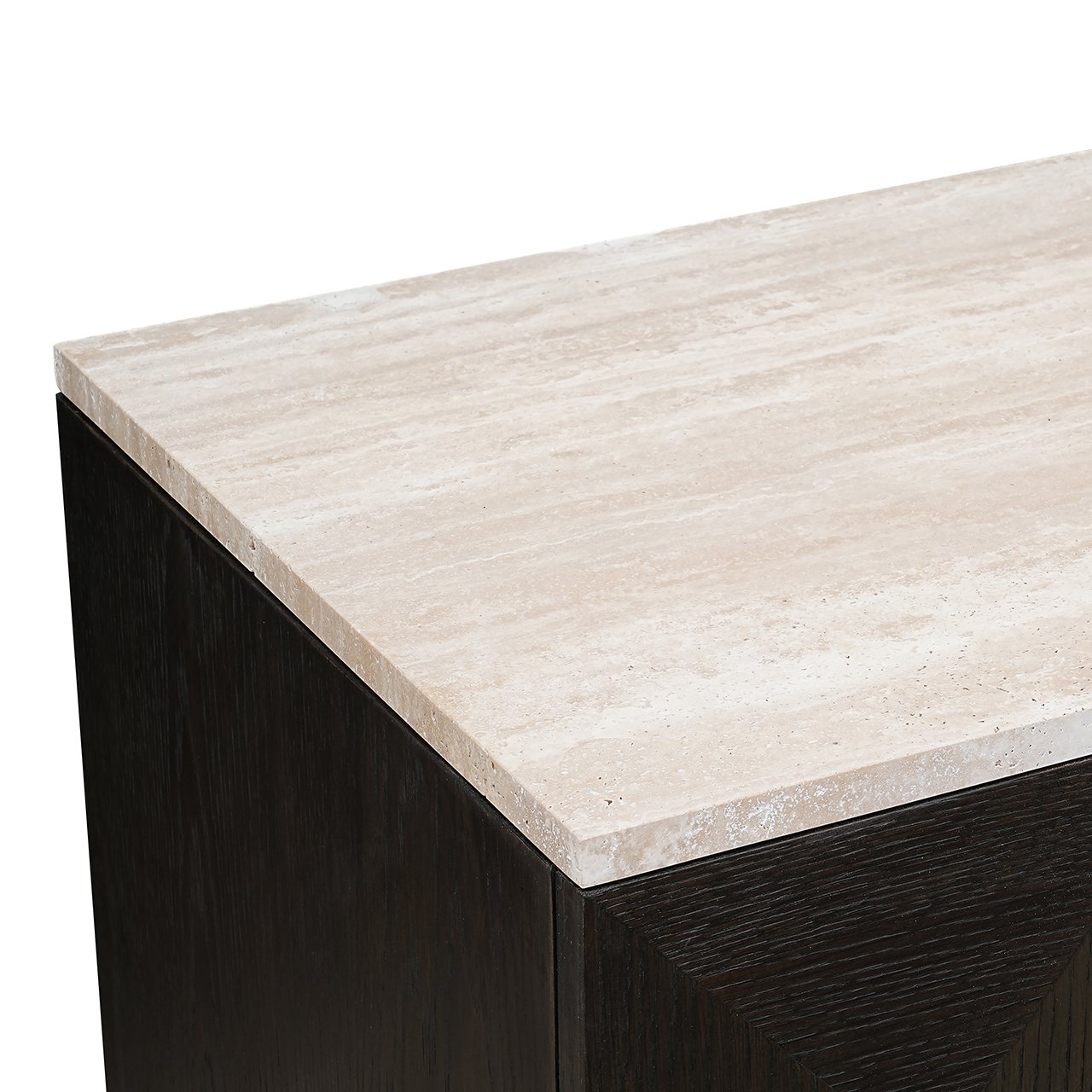 Hohe Kommode CLAREMONT braun mit beigem Stein