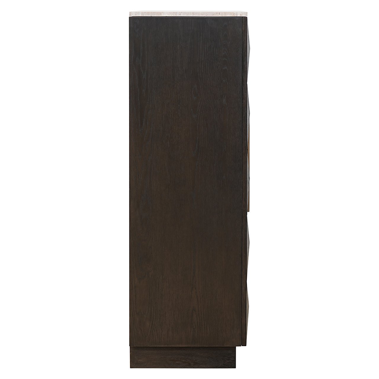 Hohe Kommode CLAREMONT braun mit beigem Stein