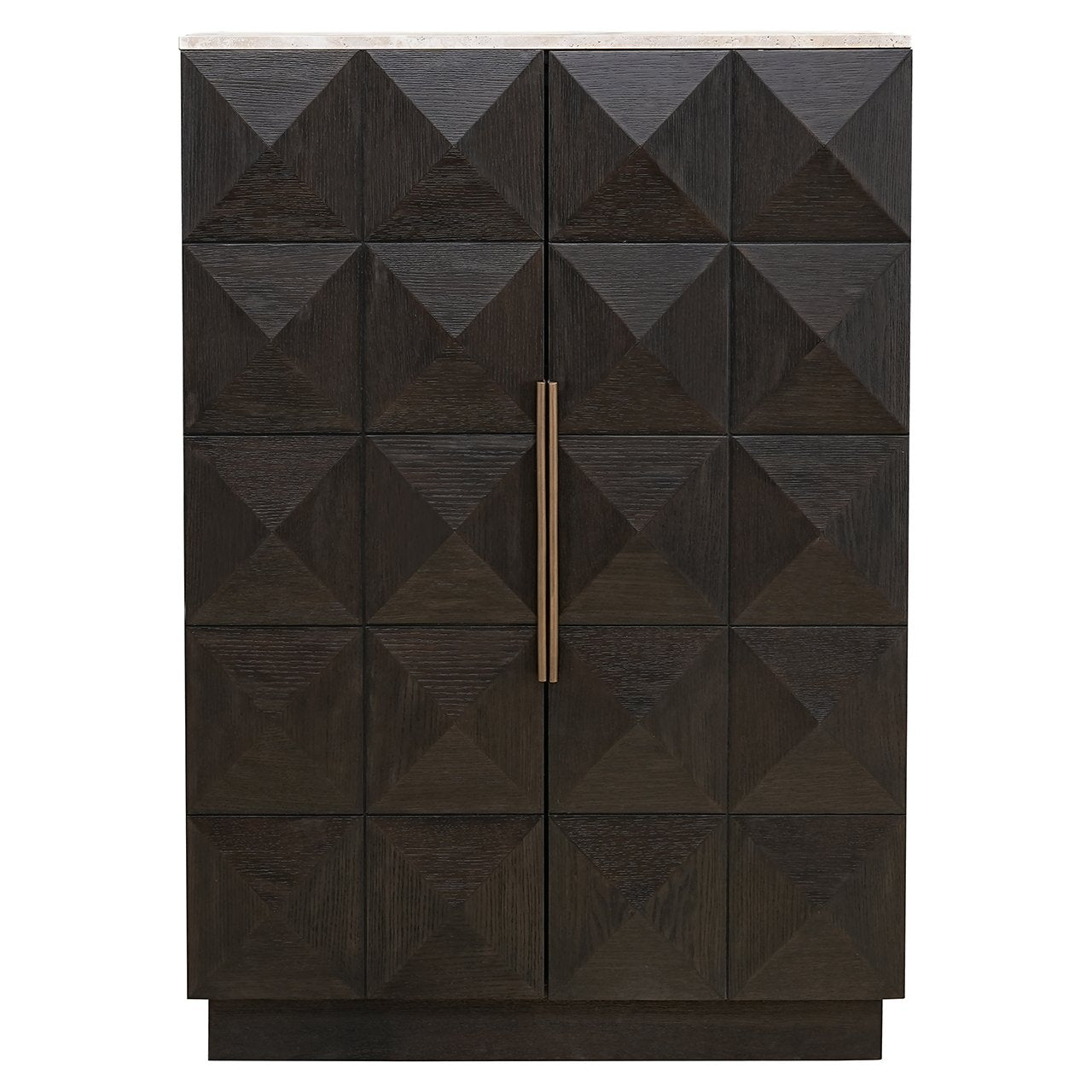 Hohe Kommode CLAREMONT braun mit beigem Stein