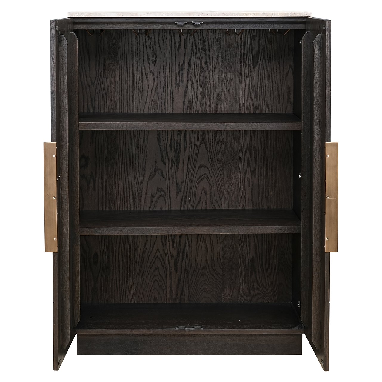 Hohe Kommode CLAREMONT braun mit beigem Stein