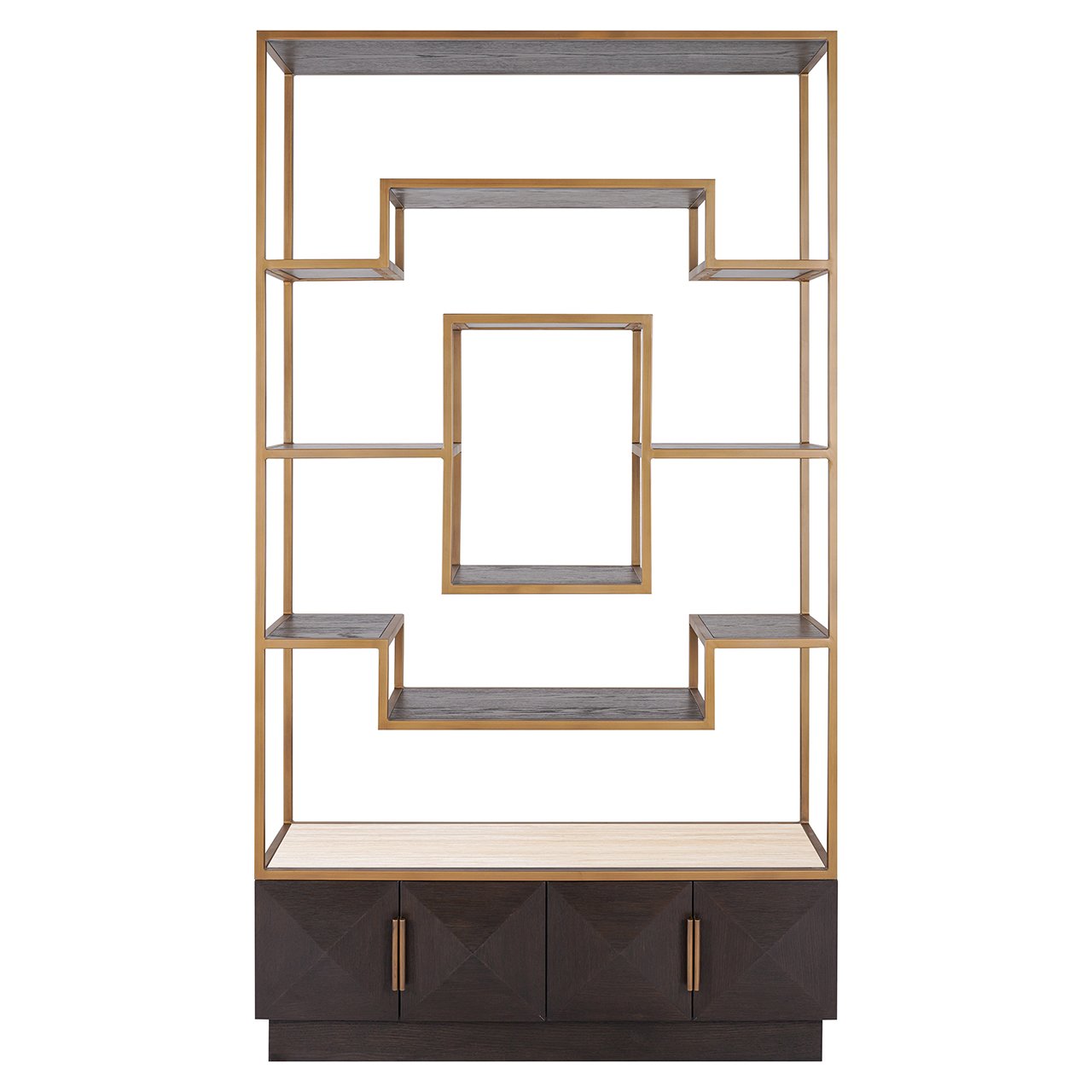 Vitrine CLAREMONT braun mit beigem Stein