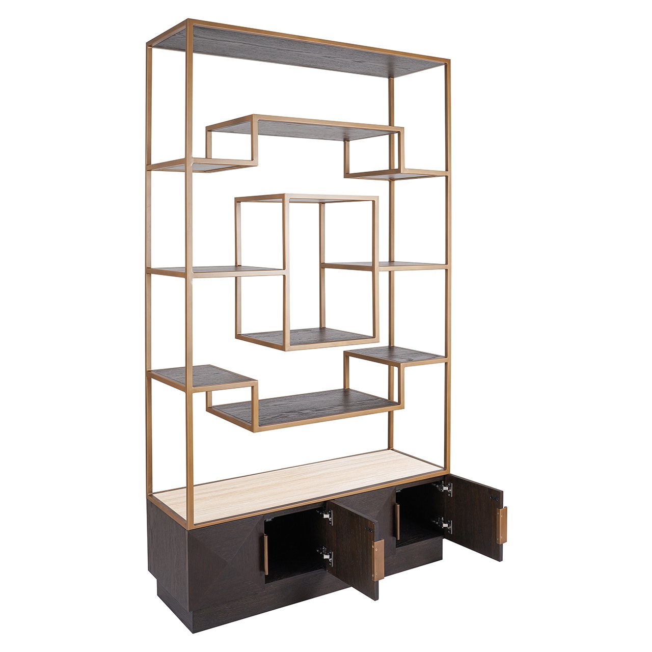 Vitrine CLAREMONT braun mit beigem Stein