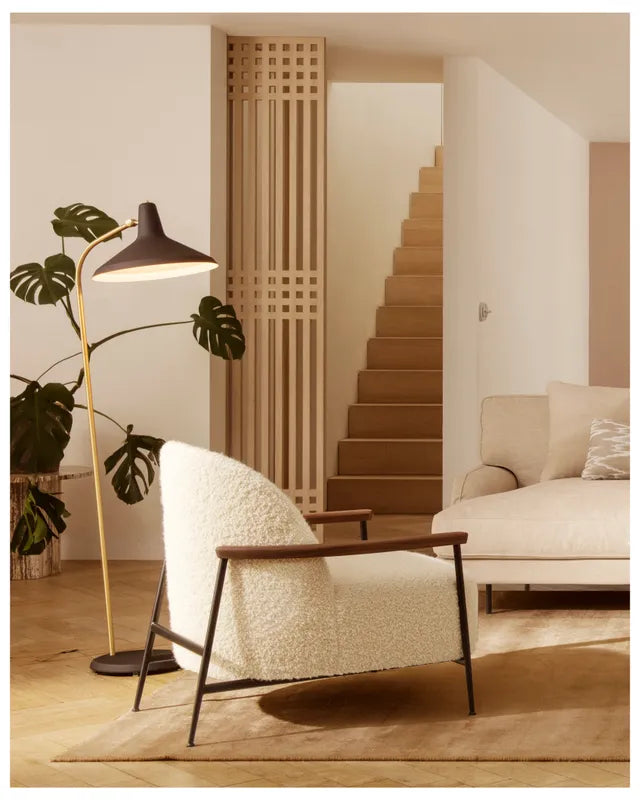 G-10 Brass Floor Reading Lamp with Black