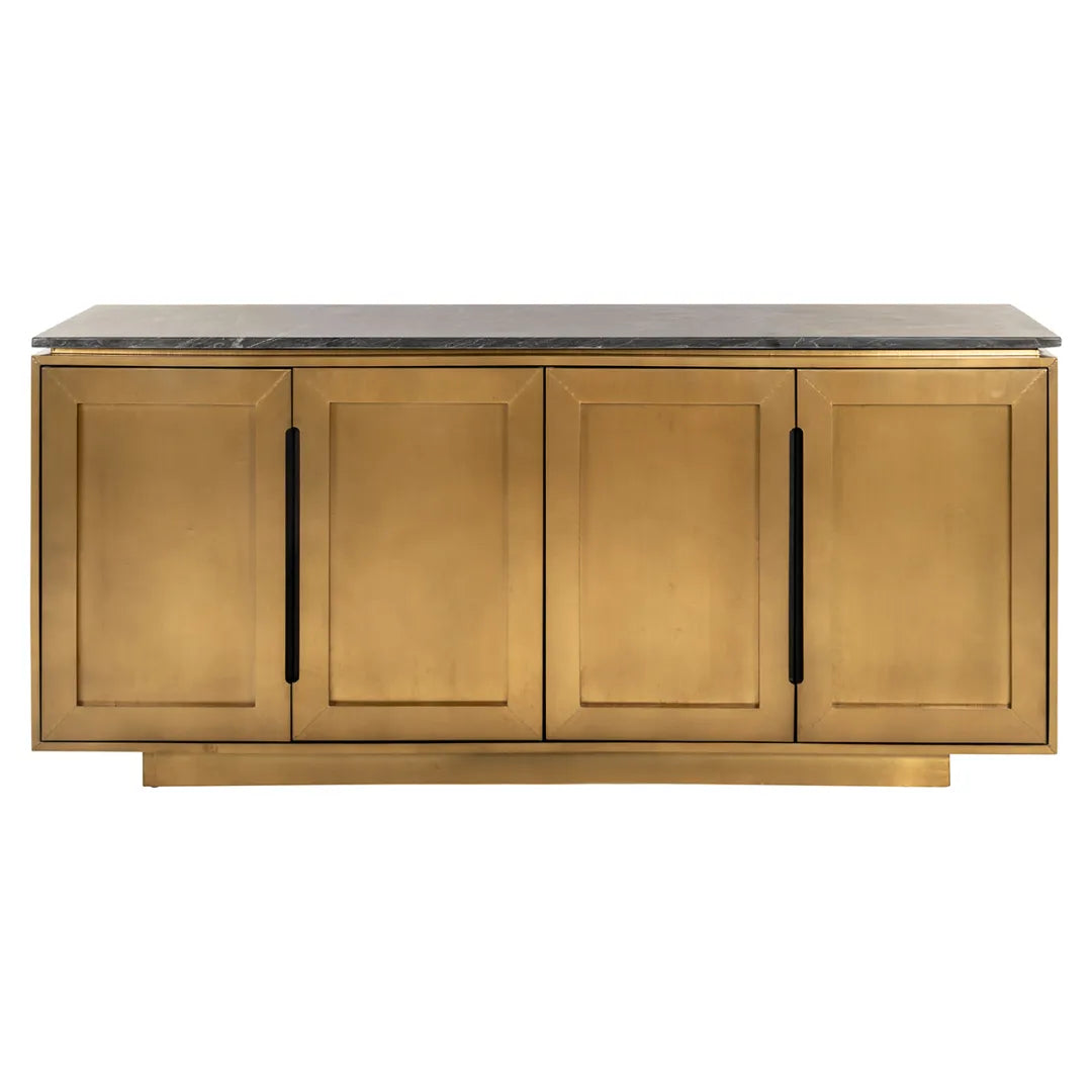 Kommode FINSBURY antikgold mit schwarzem Marmor