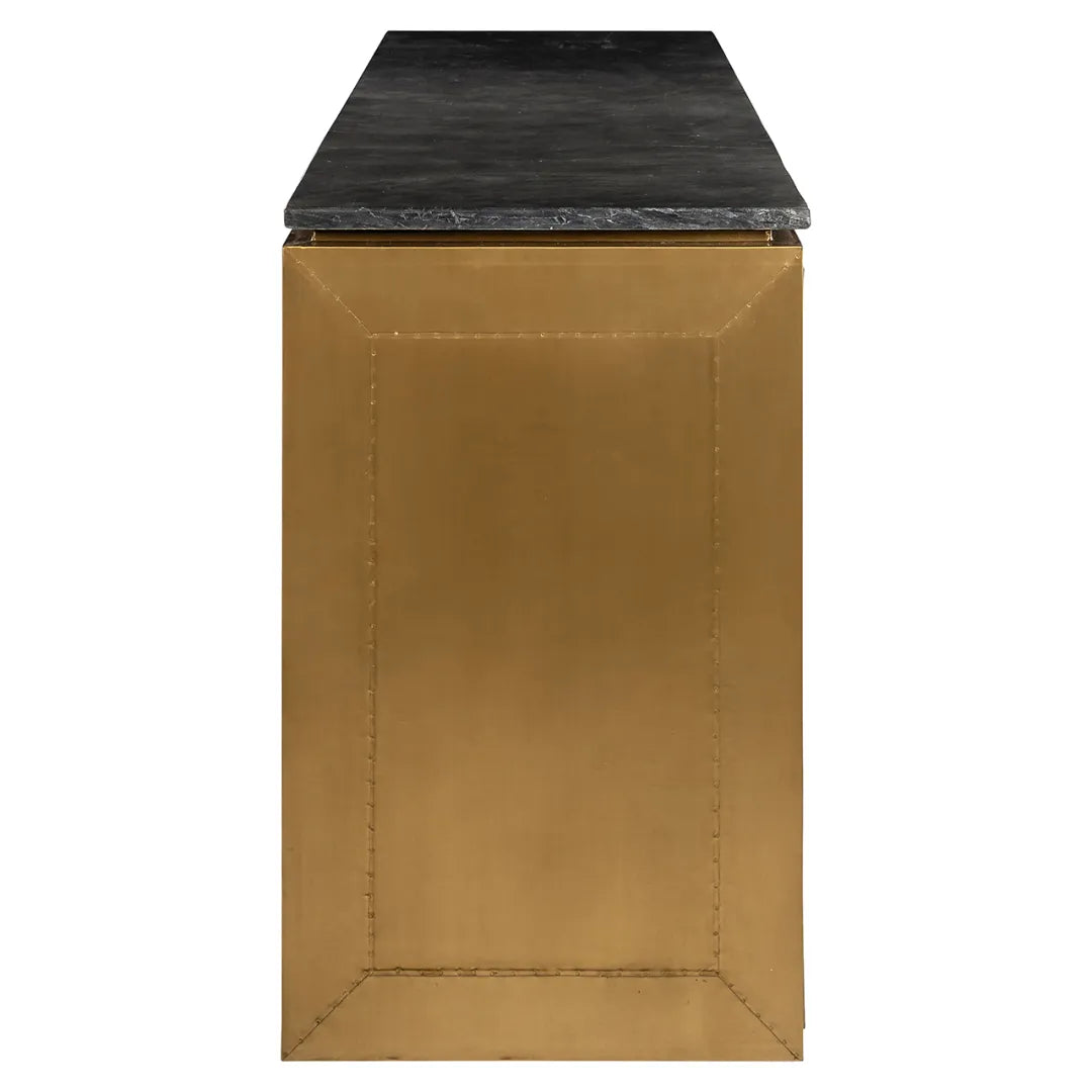 Kommode FINSBURY antikgold mit schwarzem Marmor