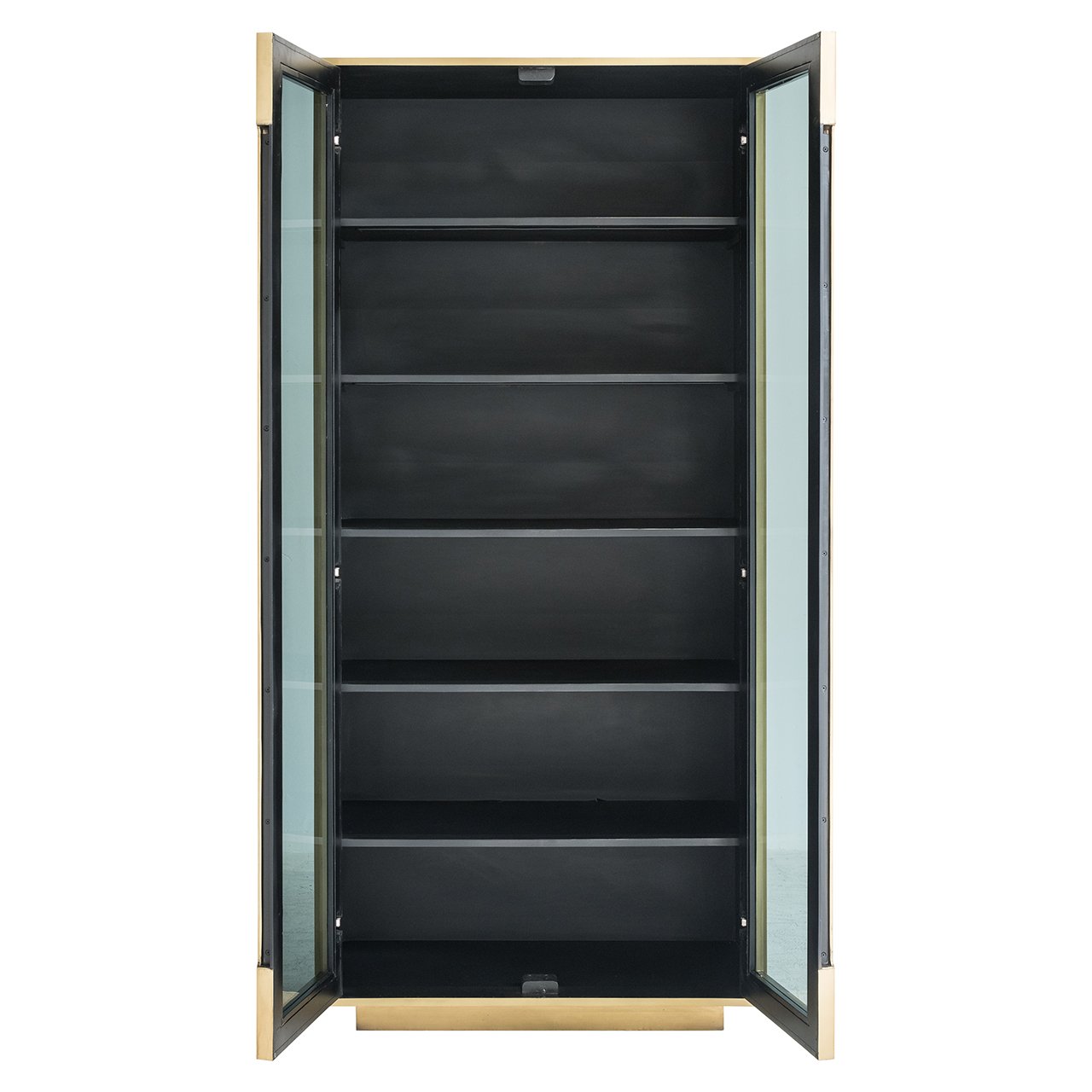 Antikgoldene FINSBURY Vitrine mit schwarzem Glas
