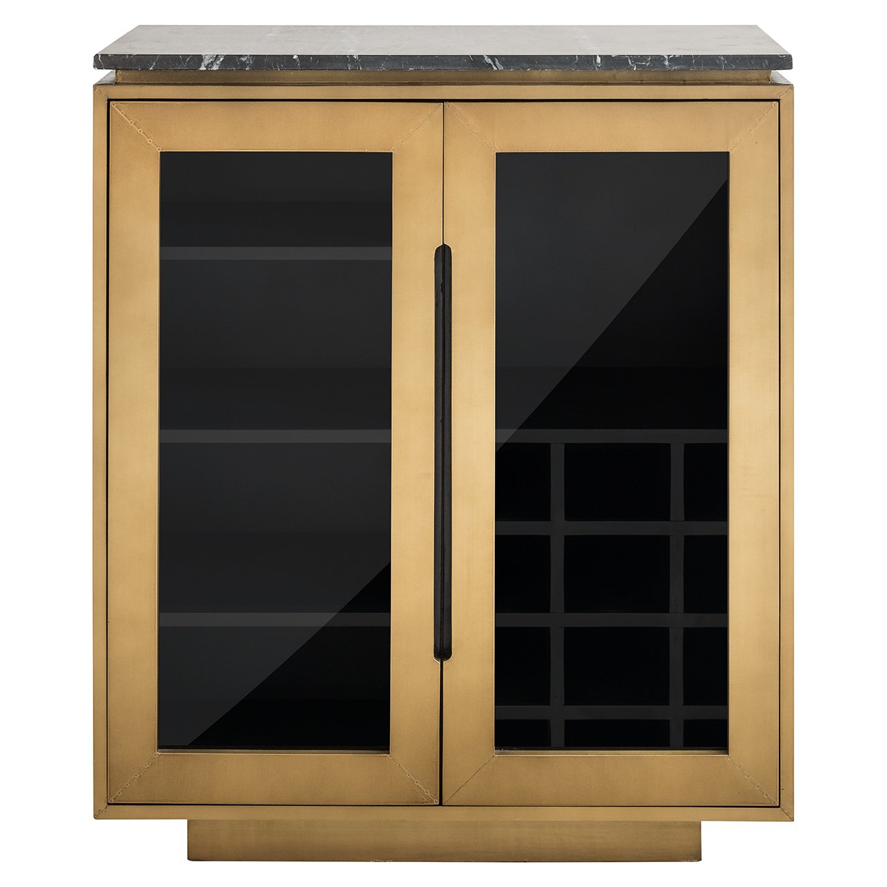 Vitrine FINSBURY antikgold mit schwarzem Marmor