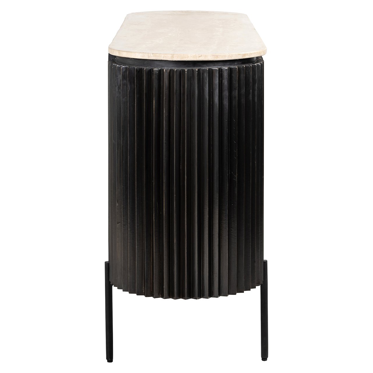 Kommode HAMPTON schwarz mit Travertinplatte