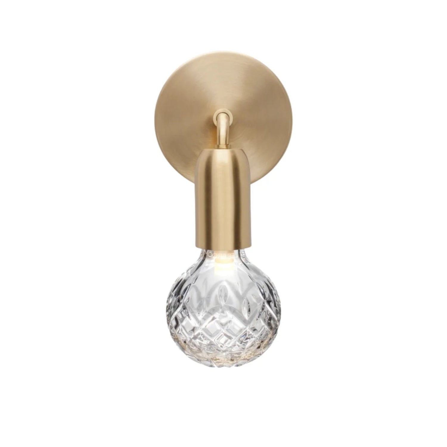 Wandleuchte CRYSTAL BULB aus Kristallglas mit messingfarbener Oberfläche