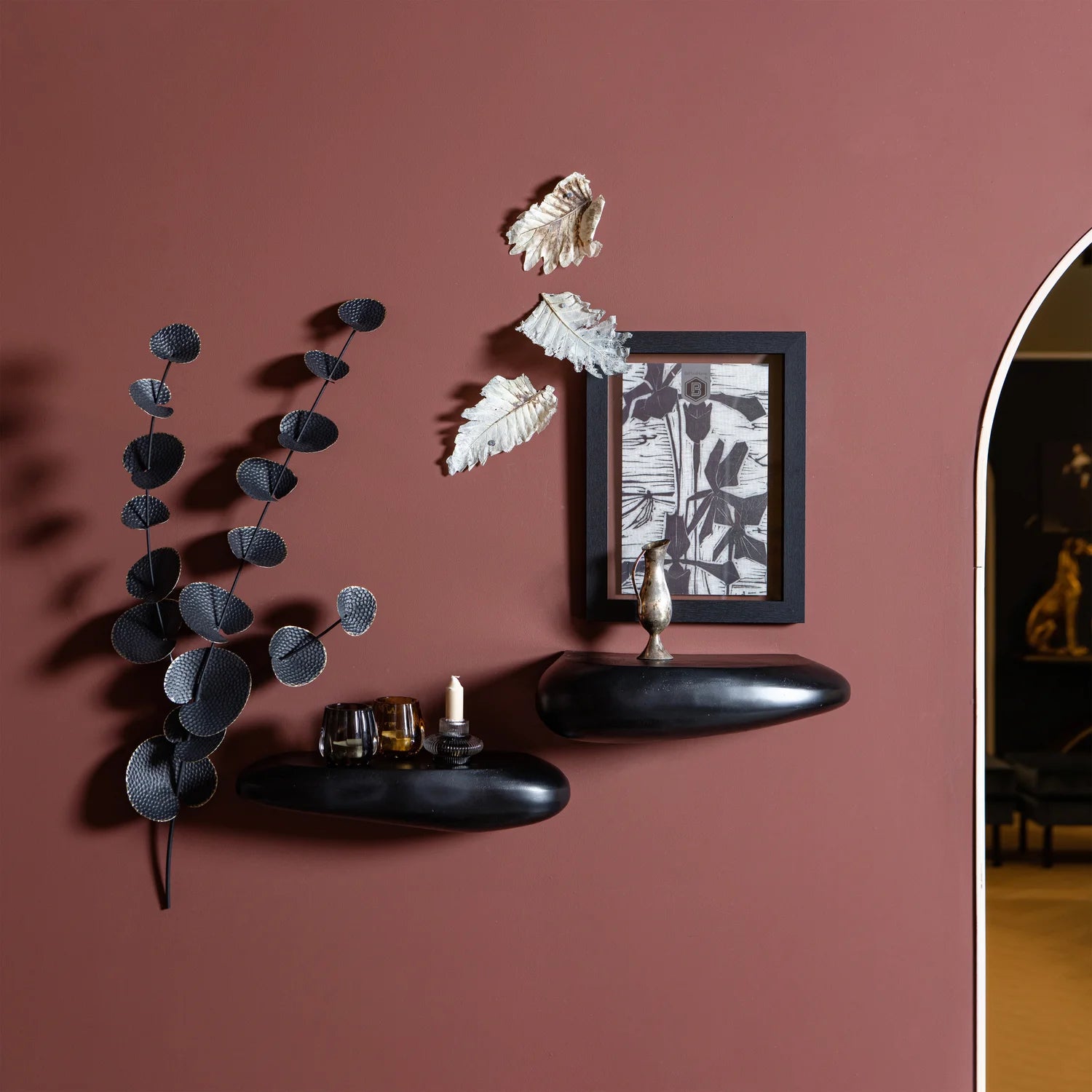 Wanddekoration EUCALYPTUS schwarzes Metall