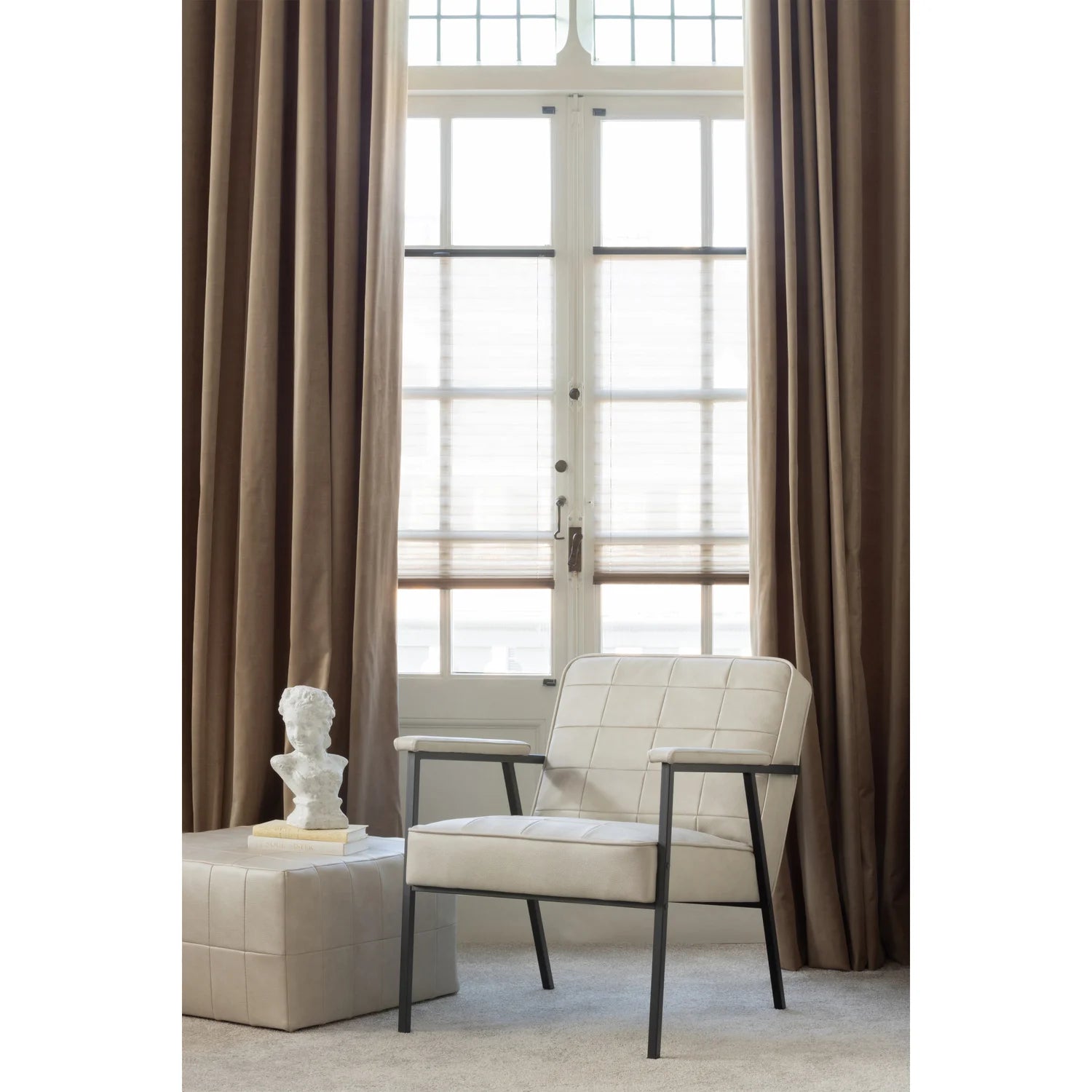 Pouf Patchwork Gray -co -Leder