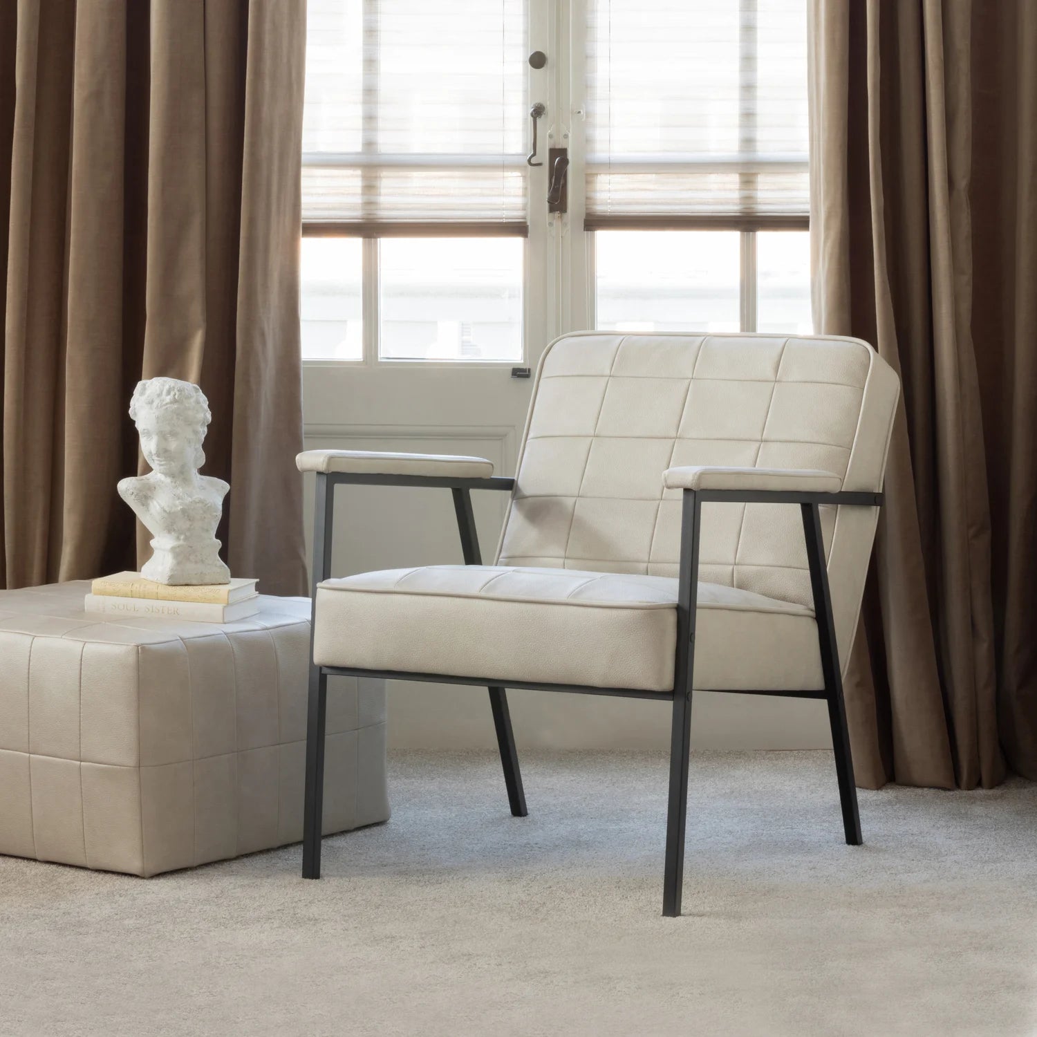 Pouf patchwork gray -eco -leather