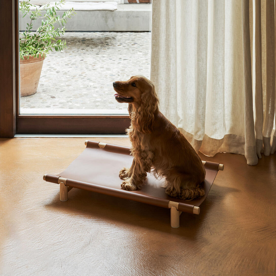 Hundebett BERBERÉ cognacfarbene Leder