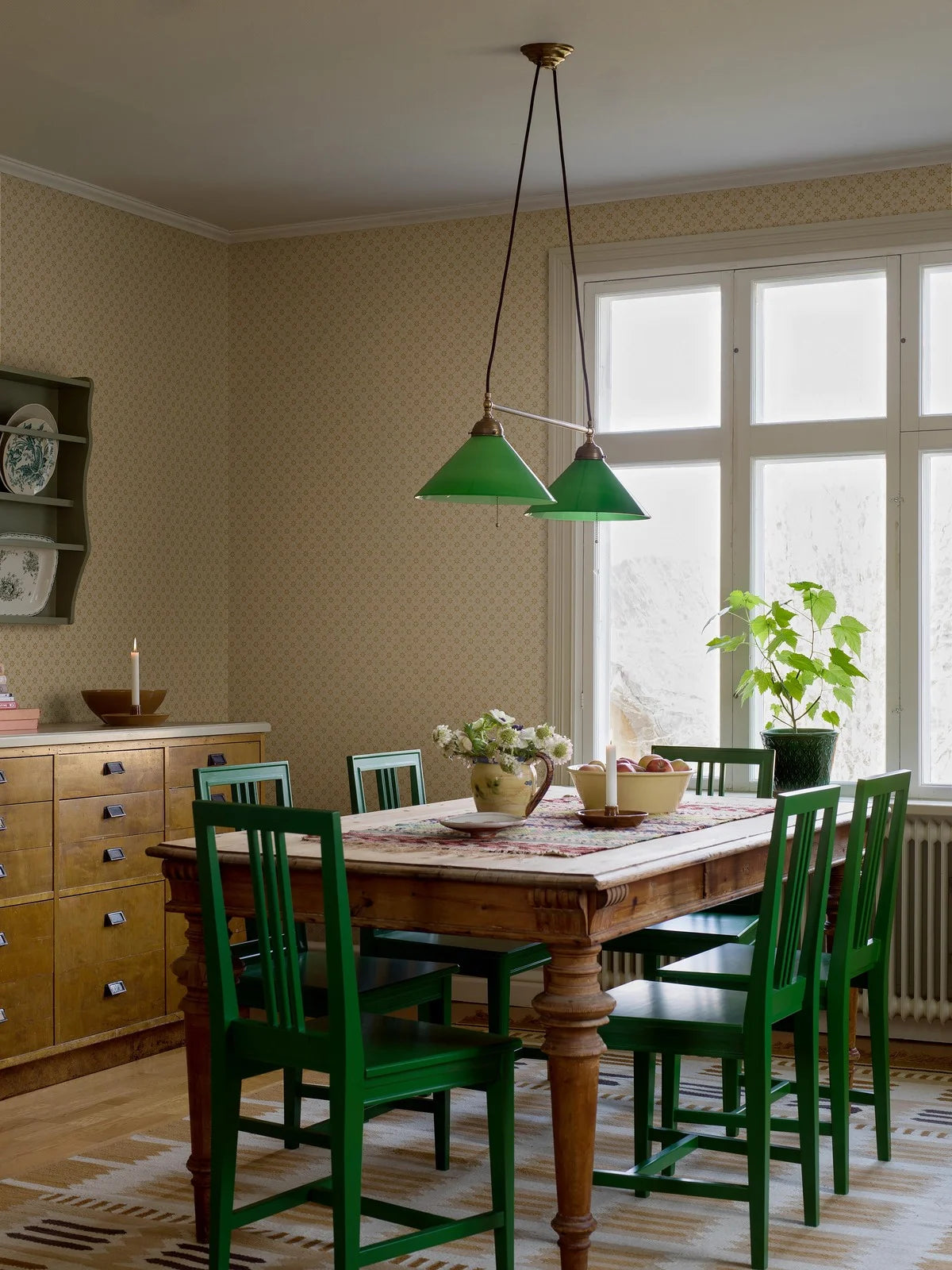 Vlies-Tapete mit geometrischem Muster STELLA in hellbeige mit Gelb