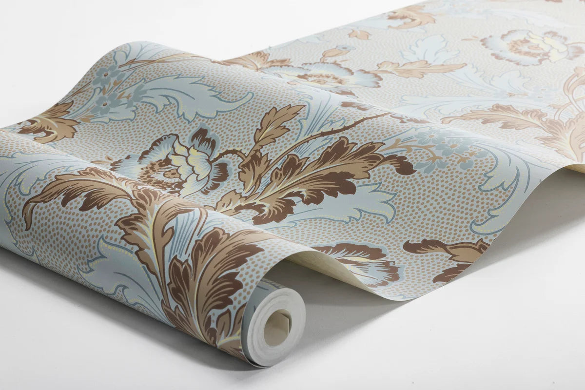 Vlies-Tapete mit pflanzlichem Muster GÖTEBORG in Blau und Beige