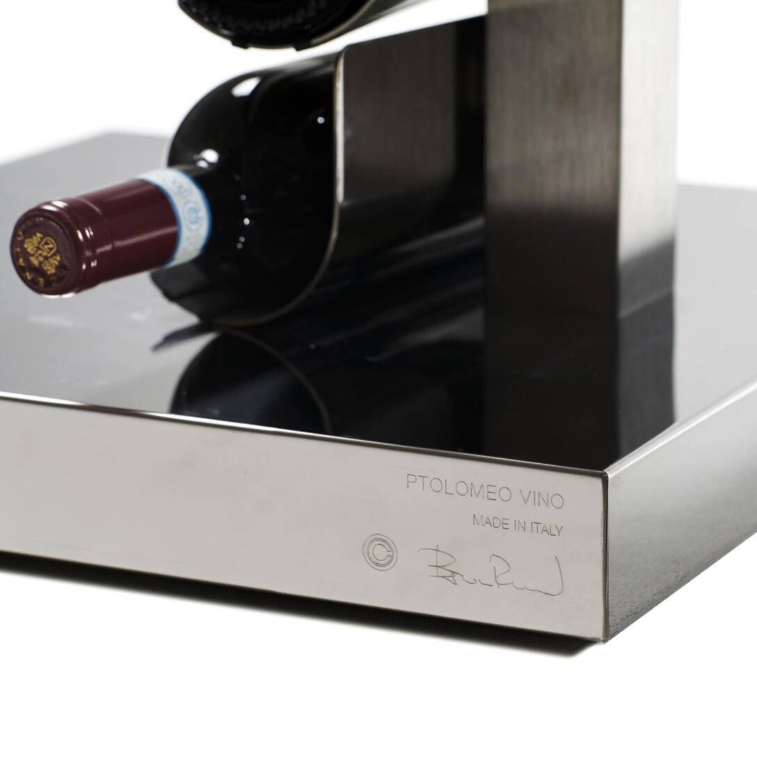 PTOLOMEO VINO wine rack white with a steel base