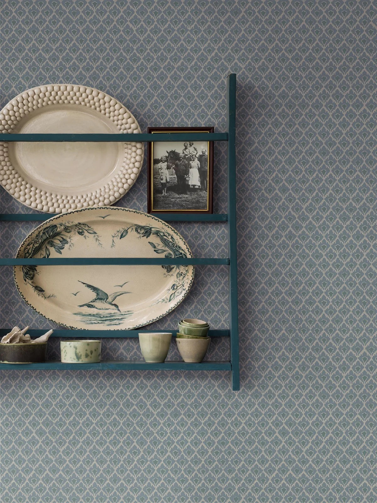 Vlies-Tapete mit geometrischem Muster SVEA blau