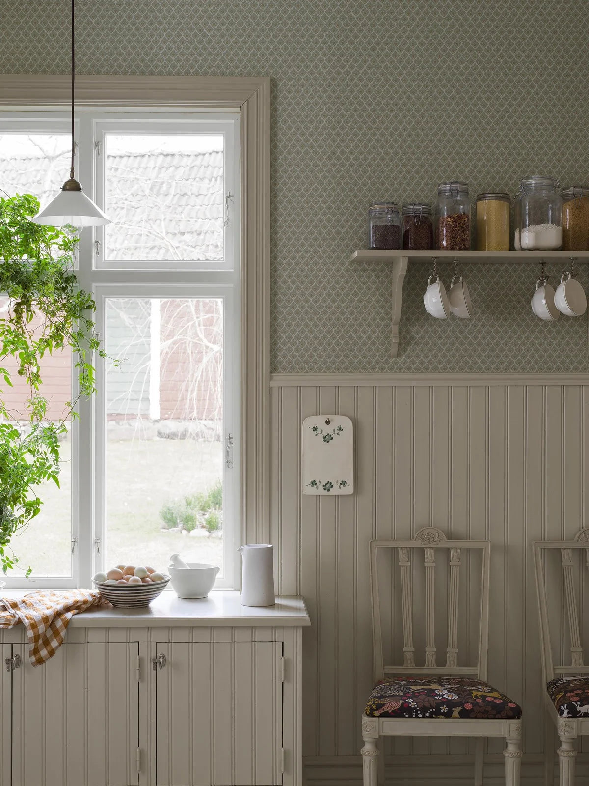 Vlies-Tapete mit geometrischem Muster SVEA grün