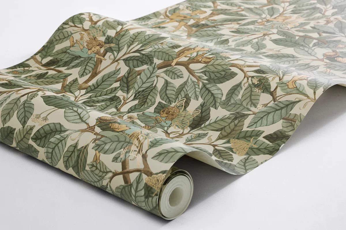 Kinder-Tapete mit Märchenmotiv von Feen FAIRIES grün