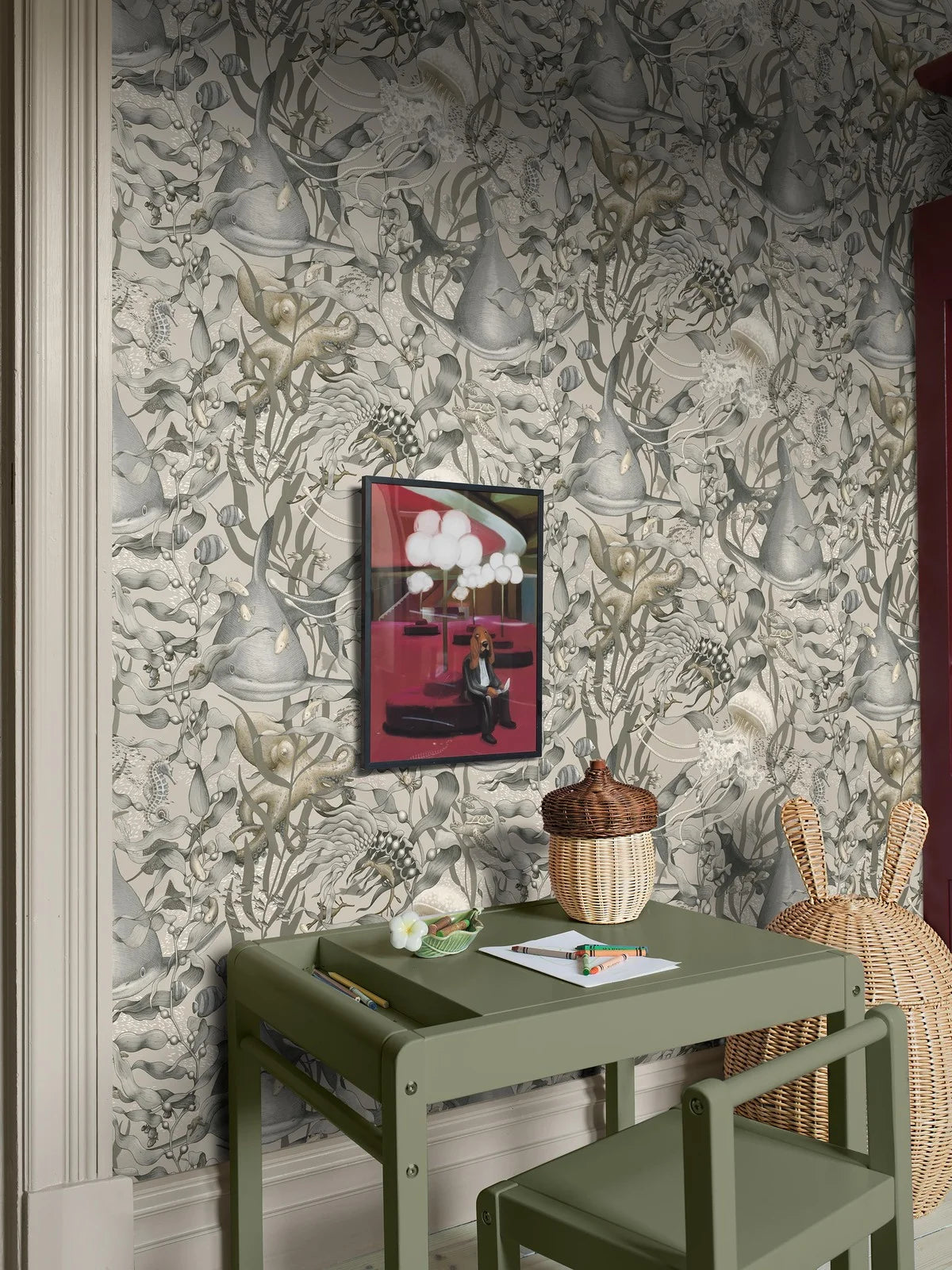 Kinder-Tapete mit Meeresbewohnern UNTERWASSER MAGIE beige