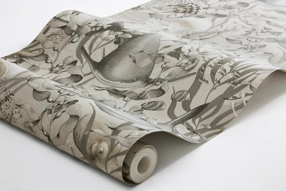 Kinder-Tapete mit Meeresbewohnern UNTERWASSER MAGIE beige