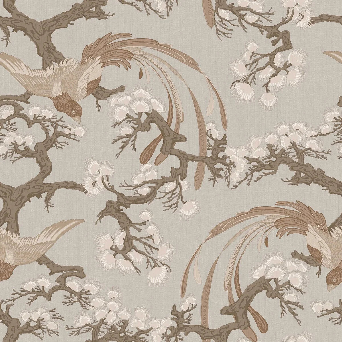 FENIX wallpaper with a plant and animal motif in muted beige [Klaudia]