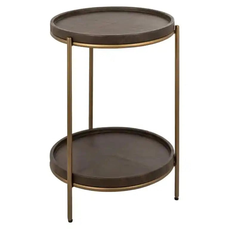 ZILLON round side table brown with gold