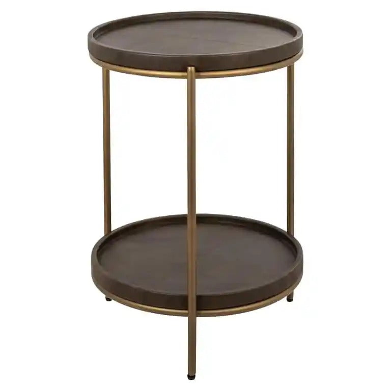 ZILLON round side table brown with gold