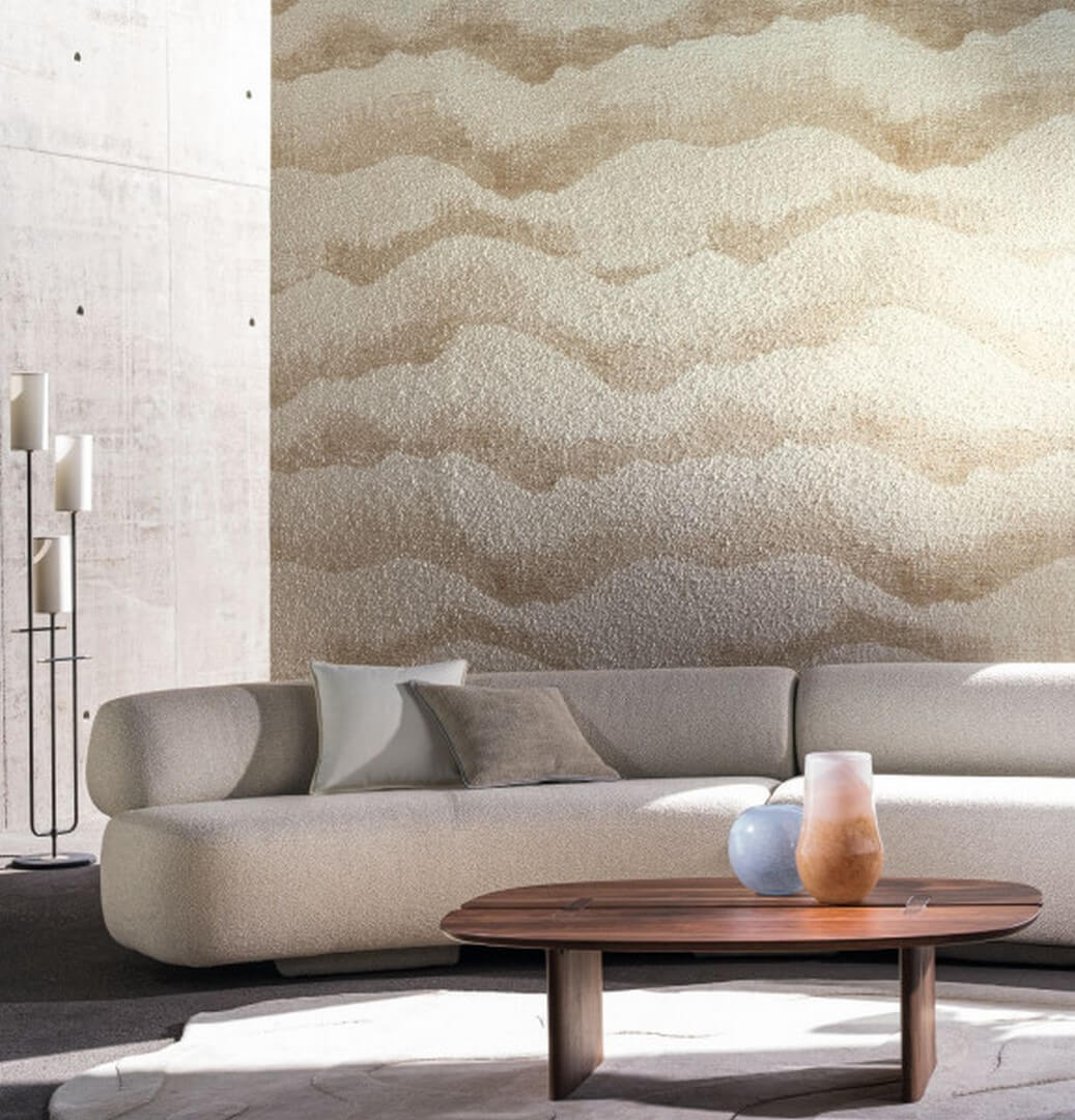 Strukturierte Textiltapete mit Wolkenmotiv JASPER - SABLE beige