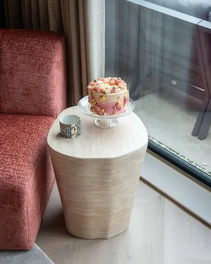 FICTUS Beige Side Table